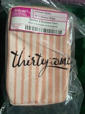 thirty-one Pink Stripe Baubles & Bracelets Case